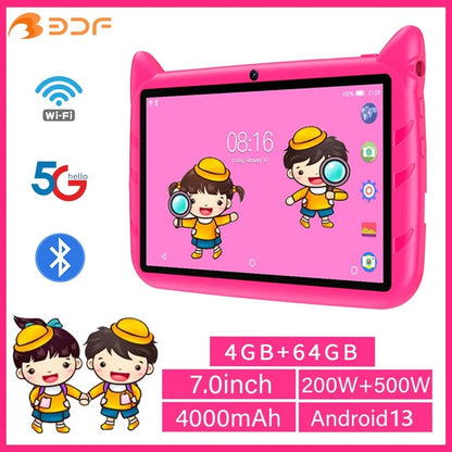 7 Inch Kid Tablet Android 13, 4GB RAM 64GB ROM,1TB Expand,5G Wifi,4000Mah Batter