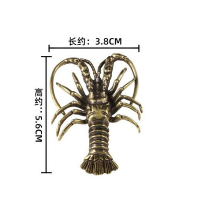 Brass Lobster Figurine Copper Carving Handicrafts Desk Decoration Tea Pet
