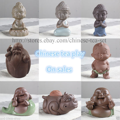China Novelty Tea Play Statue Pee Doll Smile Buddha Monk Wealth Bring Tea Pet