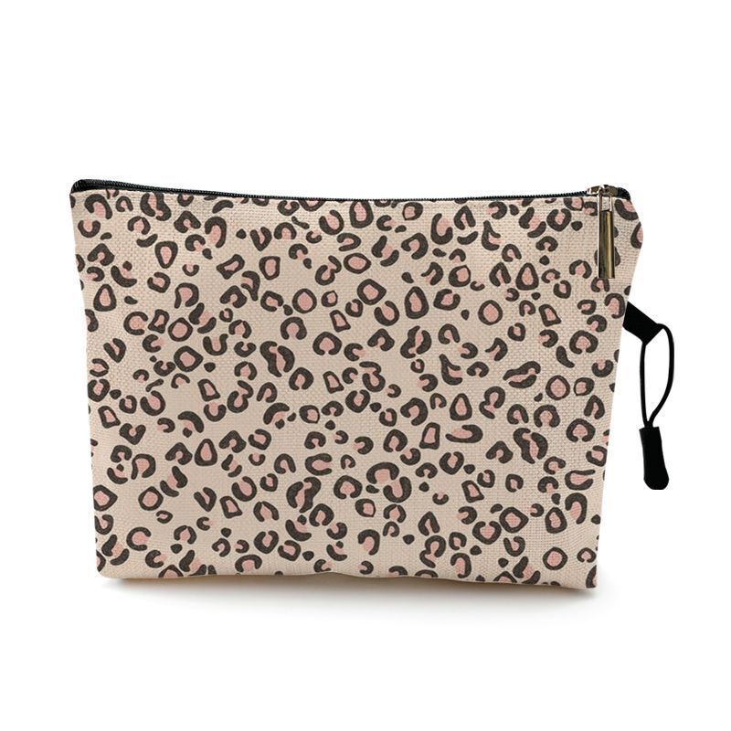 Water Resistant Makeup Bag Zebra Stripe Brown Pink Leopard Print Cosmetic Purse