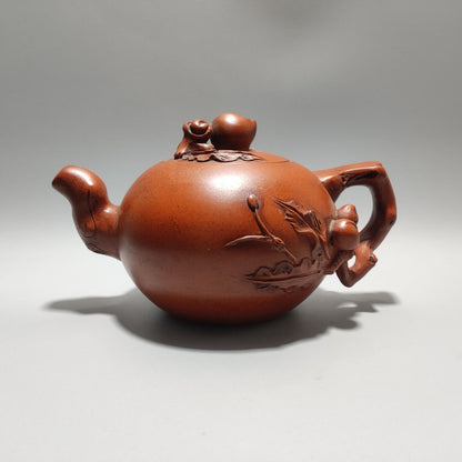 Vintage Chinese Yixing Purple Clay Teapot Zisha Ceremony Ceramic Peach Teaware