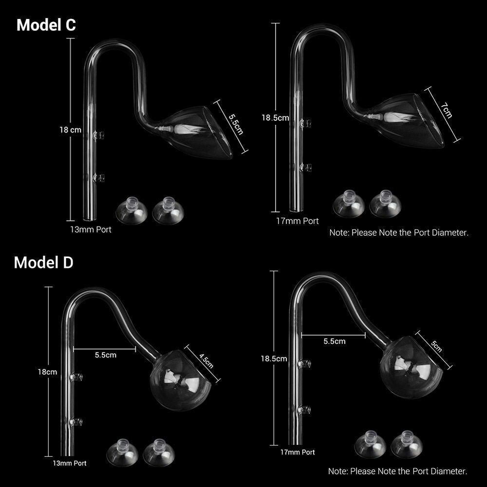 Skimmer Glass Lily Pipe Spin Surface Inflow Outflow 13/17mm Aquarium Water Tank