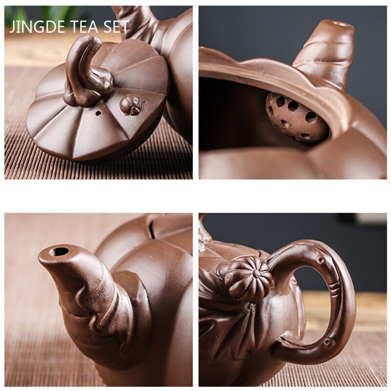 Yixing Purple Clay Teapot Large-capacity Pumpkin Pot Zhu Mud Handmade Filter Tea