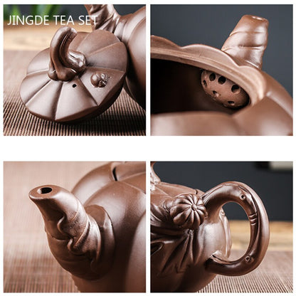 Yixing Purple Clay Teapot Large-capacity Pumpkin Pot Zhu Mud Handmade Filter Tea
