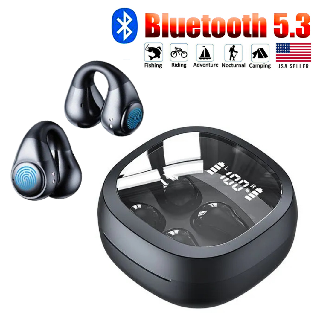 Bluetooth 5.3 Wireless Earbuds Ear Clip Bone Conduction Headphones Sport Headset