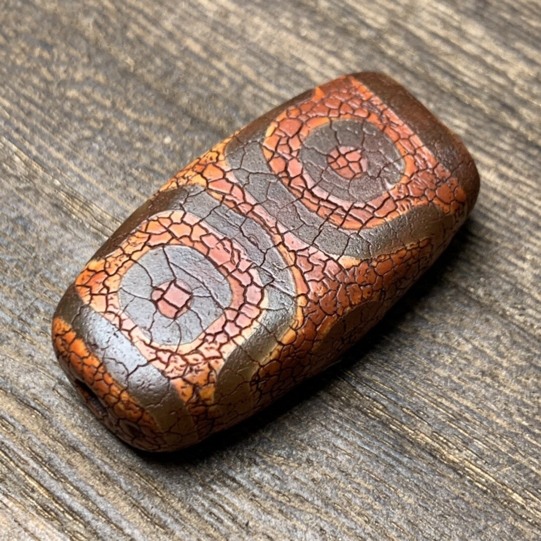 10*19*36MM Collection Tibetan Style Old Agate Four Eyes Dzi Bead Amulet Pendant