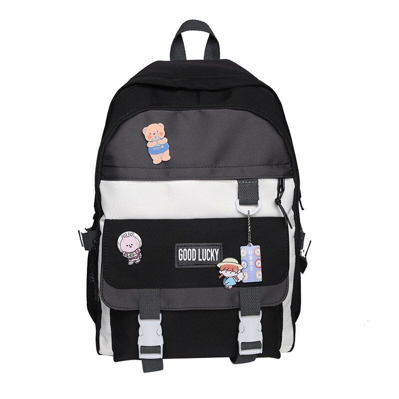 Polyester Oxford Backpack Travel Bag Waterproof Purse 30*12*42 CM Patchwork Pink