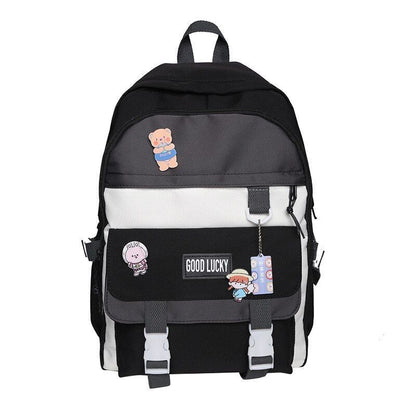 Polyester Oxford Backpack Travel Bag Waterproof Purse 30*12*42 CM Patchwork Pink
