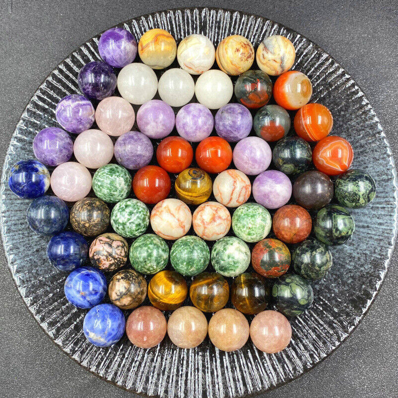 20pcs 20mm No Hole Natural Gemstone Round Ball Healing Sphere Stones Decor