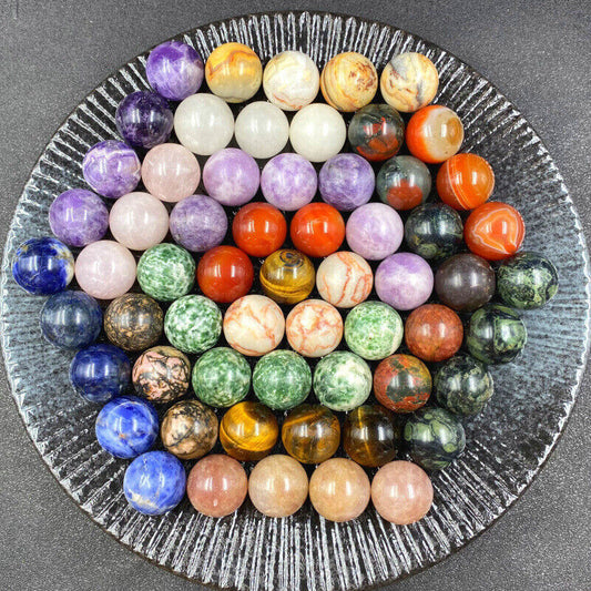 20pcs 20mm No Hole Natural Gemstone Round Ball Healing Sphere Stones Decor