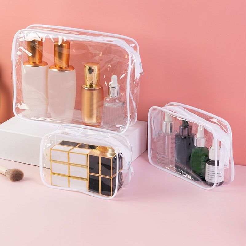 Transparent Cosmetic Bags Zipper Clear Makeup Case Traveling Organizer Storage