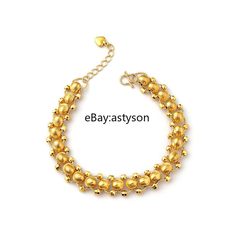 Sparkling Cat Eyes Good Luck 24K Gilding Yellow Gold Plated Bracelet Jewelry