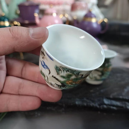 chinese jingdezhen porcelain enamel color tea cup ：crane