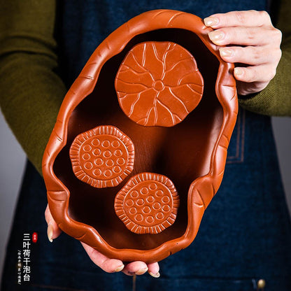Purple Clay Tea Tray Household Lotus Small Tea Tray Dry Soaking Platform