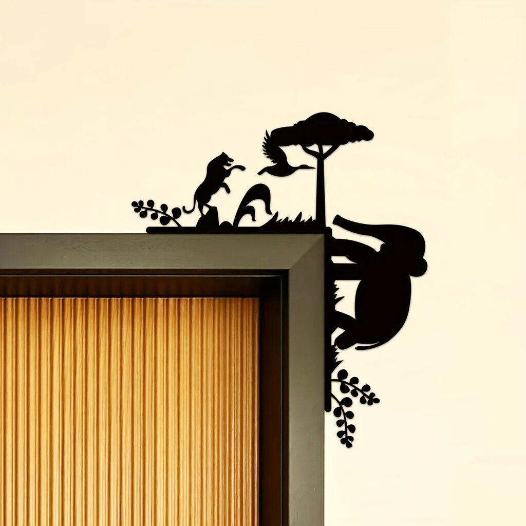 Metal Creative Animal Silhouette Decorative Wall Stickers Door Corner Decoration