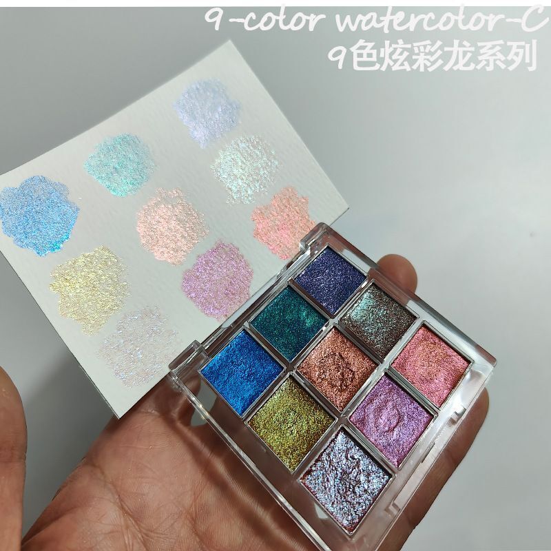 Nail Art Tool 9 Color Paint Solid Watercolor Handmade Acuarelas Palette Painting