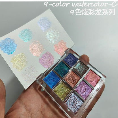 Nail Art Tool 9 Color Paint Solid Watercolor Handmade Acuarelas Palette Painting