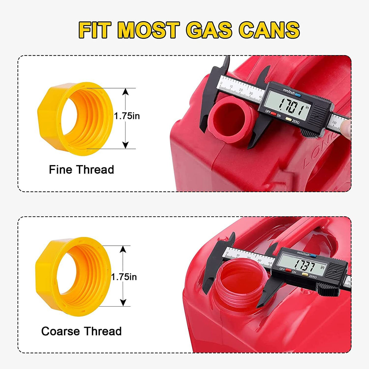 2X Replacement Gas Can Spout Nozzle Vent Kit for Plastic Gas Cans Old Style Caps