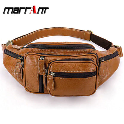 Motorcycle Outdoor Genuine Vintage Leather Waist Fanny Pack Crossbody Sling Bag