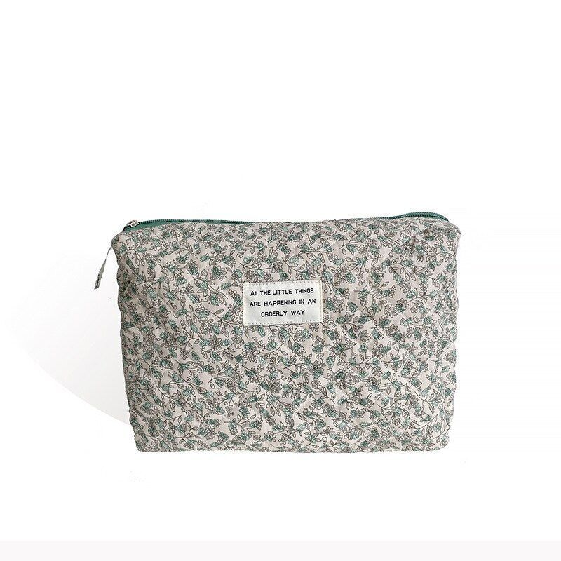 Make Up Bag Portable Toiletry Bag Large Cosmetic Pouch Cotton Zipper Beauty Case