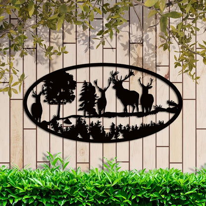 CIFBUY Rustic Metal Deer Wall Art for Bedroom, Home, and Cabin Decor