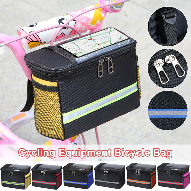Bicycle Handlebar Basket Bag Waterproof Bike Reflective Front Pannier Tube Bag