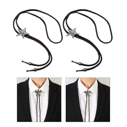 Men Bolo Tie Elegant Black Star Pendant Cowboy Necktie Western Necklace Costumes