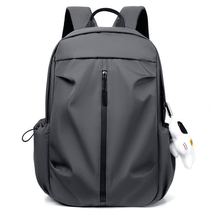 Backpack Men Laptop Backpacks Oxford Black Solid High School Bags w/ Pendant
