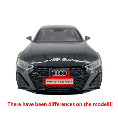1/24 2024 Audi RS7 Sportback Model Car Metal Diecast Toy Cars Doors Open Silver