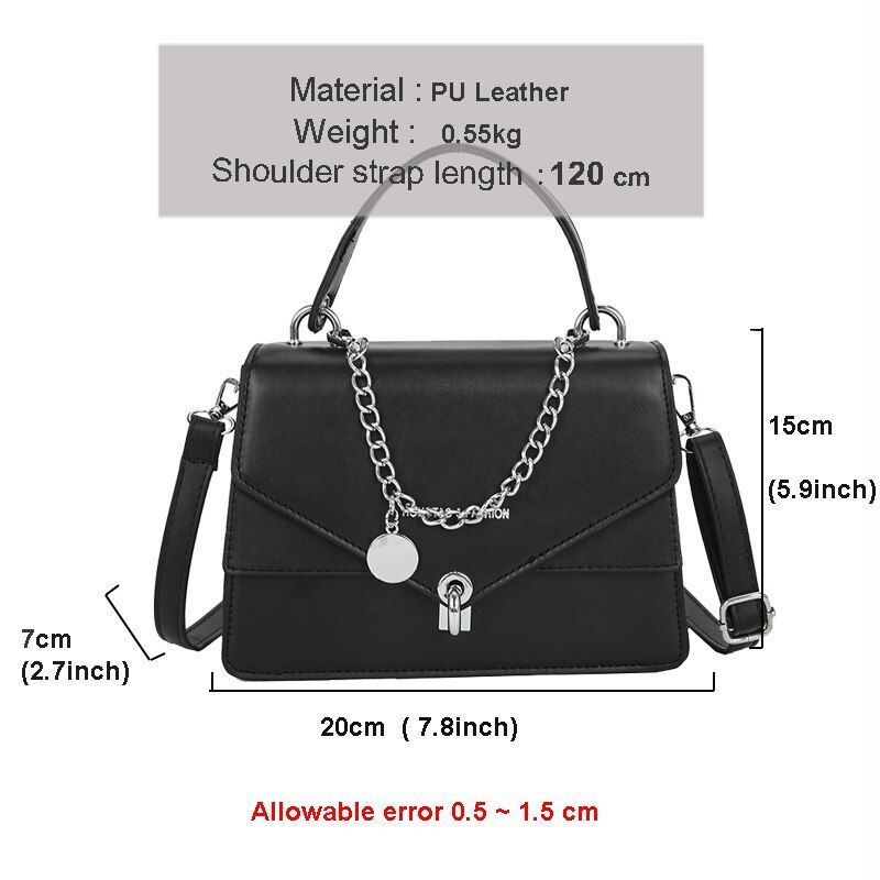 Small Square Bag Messenger Bag Handbag Casual Shoulder Bag Crossbody Purse Black