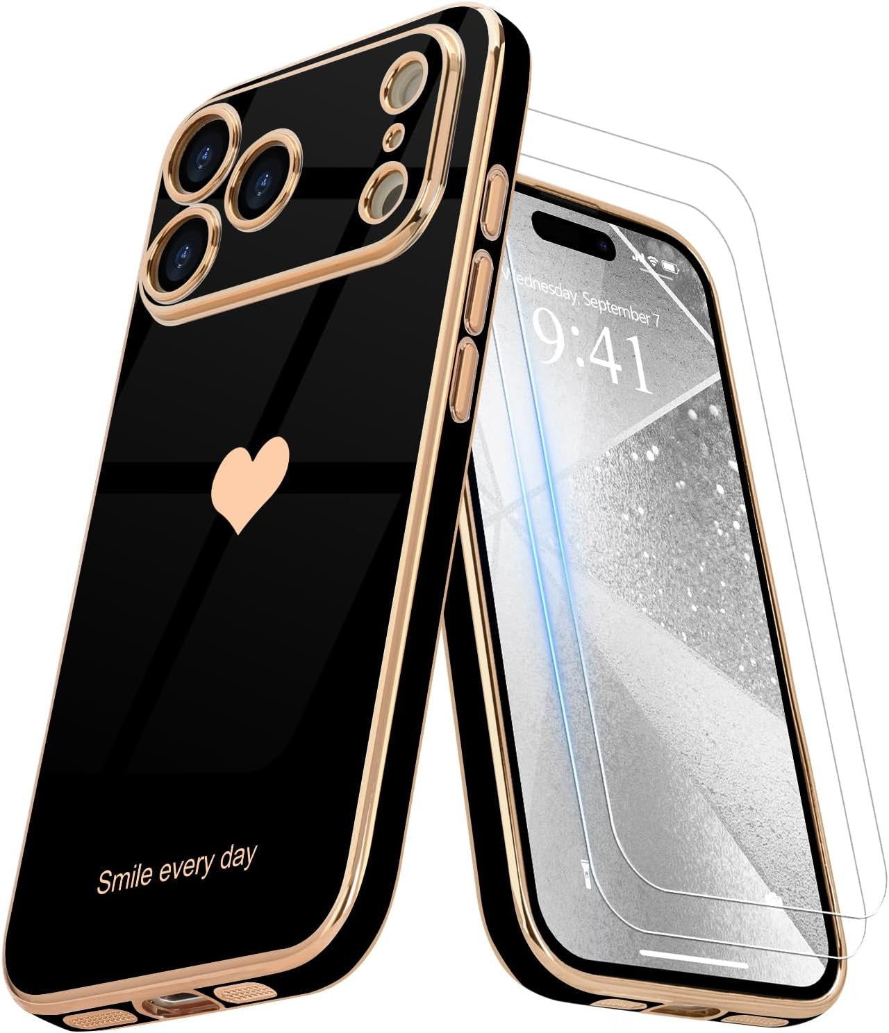 for Iphone 17 Pro Max Case with Screen Protector [2 Pack] Girl Women Cute Girly