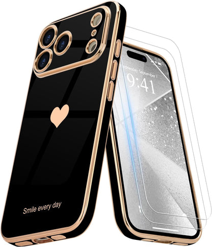 for Iphone 17 Pro Max Case with Screen Protector [2 Pack] Girl Women Cute Girly