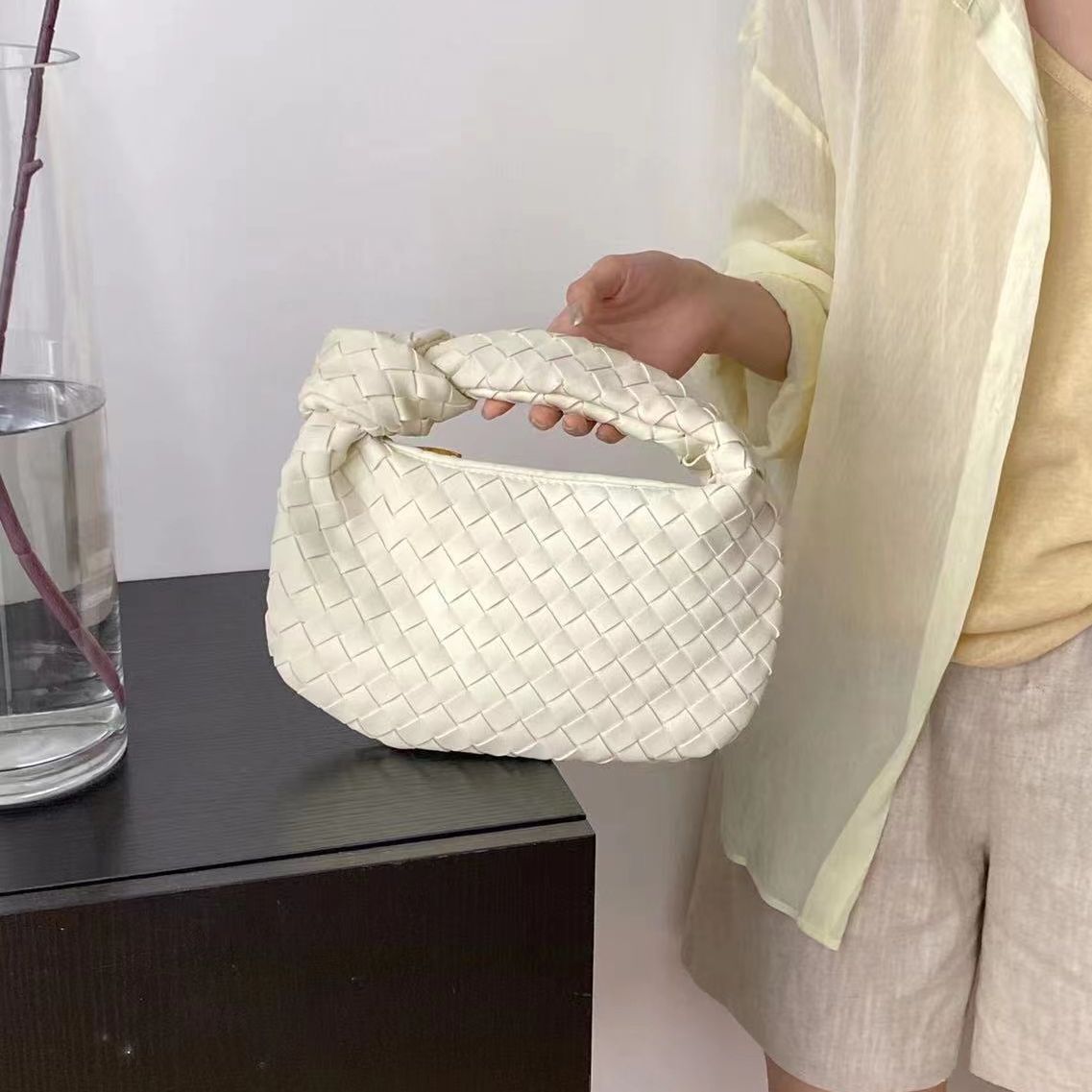 Handmade Woven Bag Synthetic Leather Shoulder Bag Handbag 26*3*16 CM Polyester