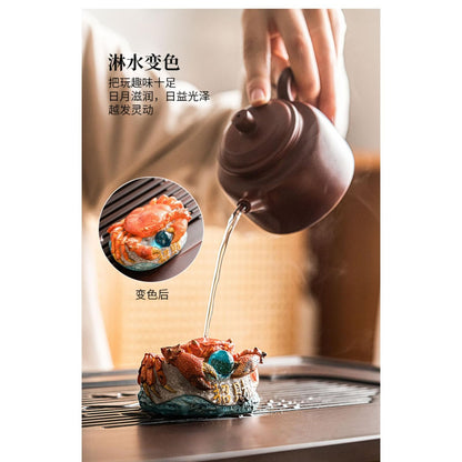 Resin Color Changing Crab Tea Pet Ornament 8.8cm Kung Fu Tea Set Accessories
