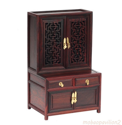 Old Rosewood Carved Miniature Cabinet Buddha Altar Butsudan Shrine Praying Decor