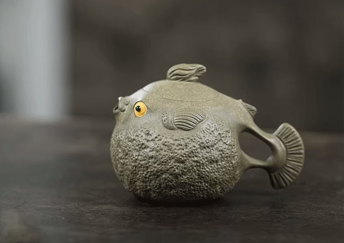 150cc chinese Yixing Handmade Zisha teapot Duanclay Puffer Gongfu tea pot