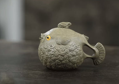 150cc chinese Yixing Handmade Zisha teapot Duanclay Puffer Gongfu tea pot