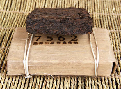 Ripe Pu Erh Tea Brick 7562 Menghai Xinghai Yunnan Aged Puer Tea 250g
