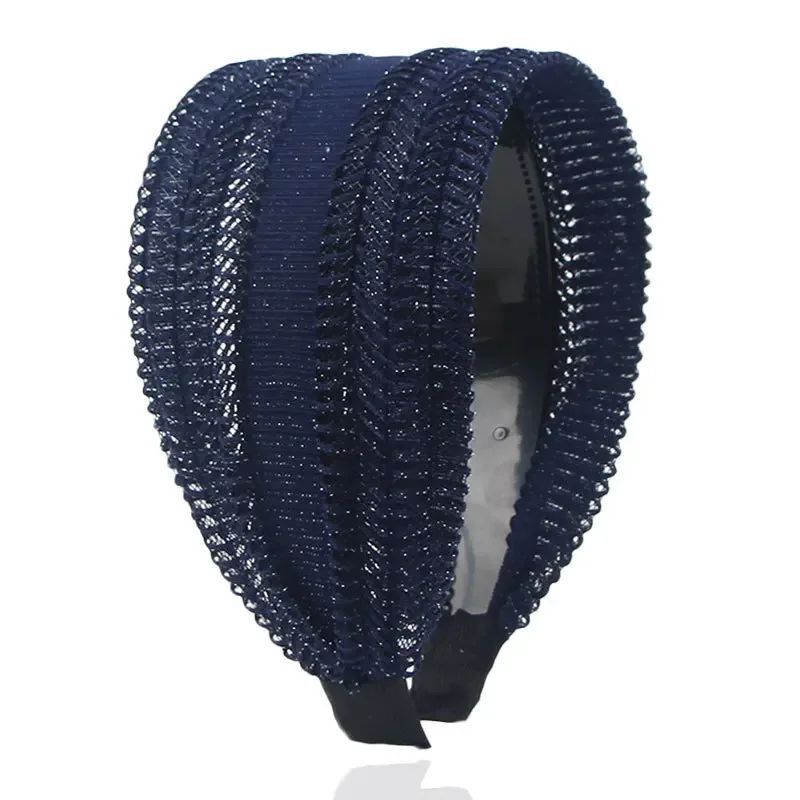 Women Headband Cloth 3 Inch Wide W/ Teeth Non-Slip Hairpin All-Matching Headwear