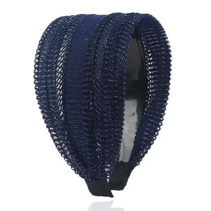 Women Headband Cloth 3 Inch Wide W/ Teeth Non-Slip Hairpin All-Matching Headwear