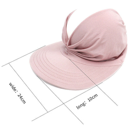Women Turban Sun Visor Hat Cap Sports Wide Brim Stretchable Golf Hijab Ponytail