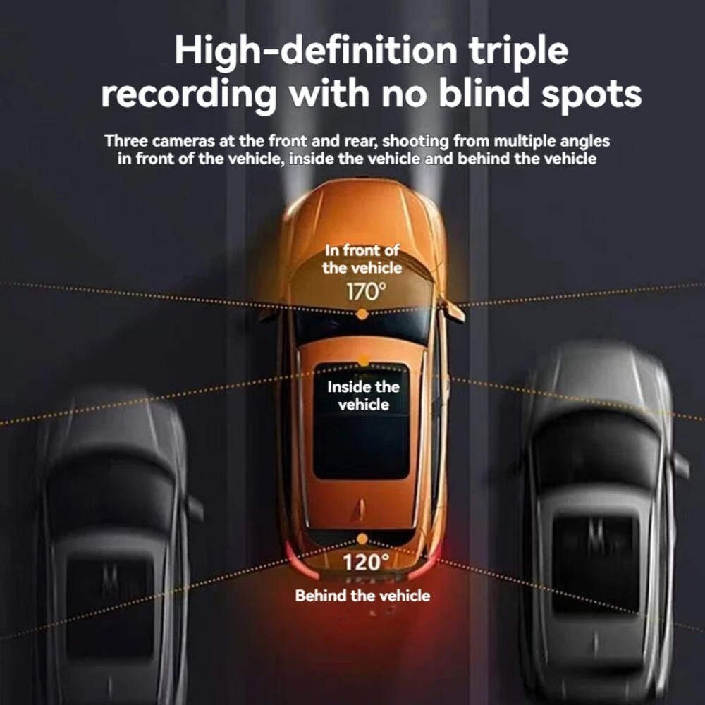 3-Channel Dashcam FHD1080P Ultra-Wide Reversing Vision