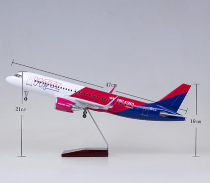 47CM 1:80 WIZZ AIRBUS A320neo Airplane Landing Gears Resin Aircraft Plane Model