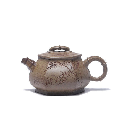 Handmade Tea Pot Real Yixing Zisha Clay Hand Carved Bamboo Master Pot 200ml New