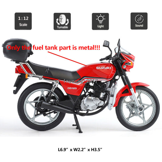 1/12 1998 Suzuki GS125 Motorcycle Model Diecast Toy Motorcycle for Kids Boys