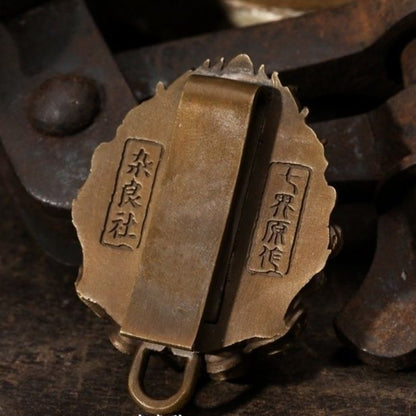 Brass Lion Head Pixiu Waist Hanger Chinese Style Belt Keychain for Men