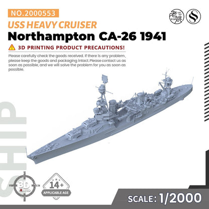SSMODEL SS2000553 1/2000 Military Model USS Northampton CA-26 Heavy Cruiser 1941