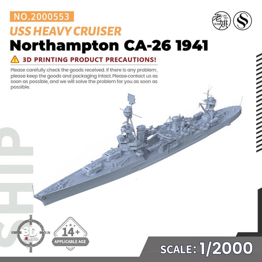 SSMODEL SS2000553 1/2000 Military Model USS Northampton CA-26 Heavy Cruiser 1941