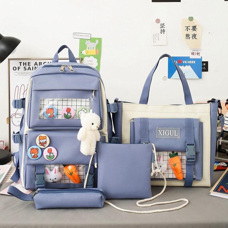 Women Backpack Student Girl School Bag Multi-piece set Backpack School Bags