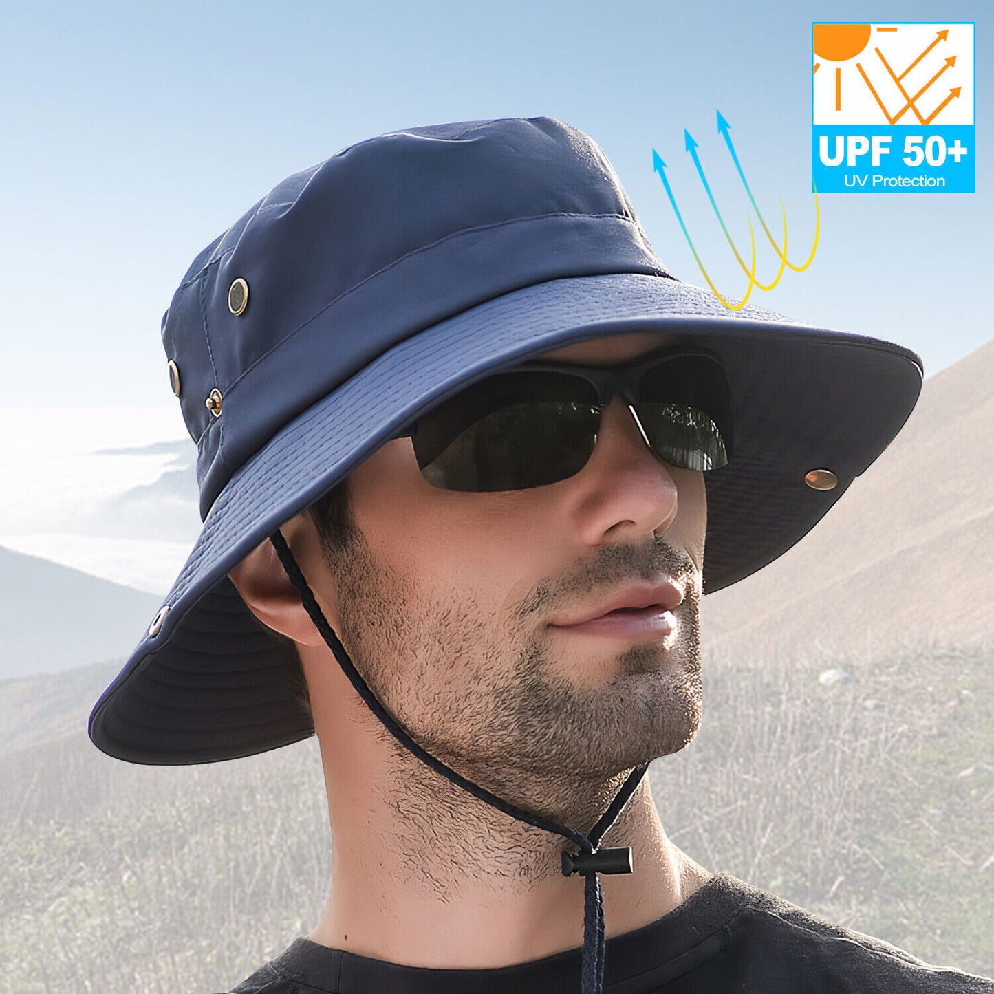 Wide Brim Sun Hat Breathable Bucket Cap Summer Fishing UV Protection Men Women